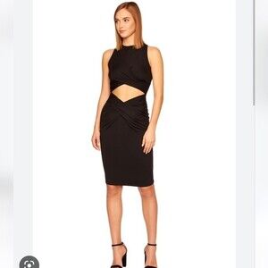 Susana Monaco Front Wrap Front and Bottom Cut Out Dress in Black size S